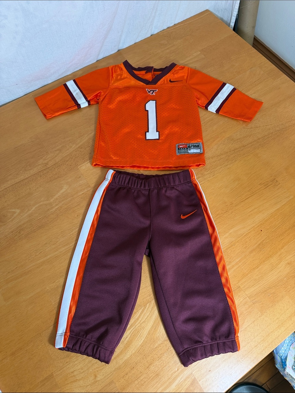 Nike Infant Football Jersey and Pants Set - Orange & Maroon Size 6-9 Months
